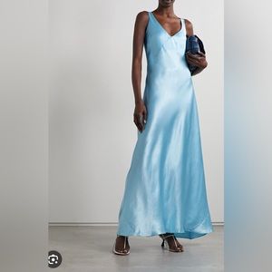 Vince - V-Neck Maxi Slip Dress - Light Blue - Size Small
